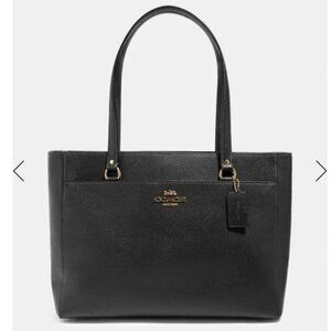 Coach Addison Tote Bag Black Crossgrain Leather Gold Hardware